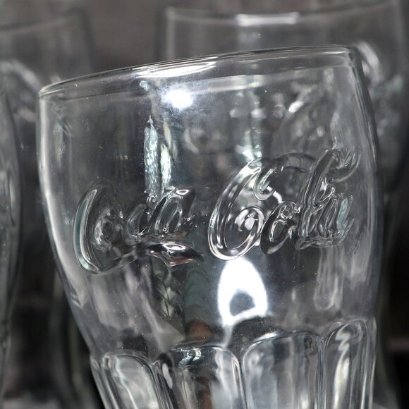Vintage Anchor Hocking Coca-Cola Tumbler Glass Set (6) Contour Soda Pop Drinking - Picture 9 of 11